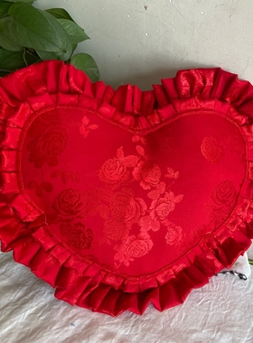 喜庆机绣手工成品十字绣车抱枕空白花边纯棉红色11CT14CT设计订做