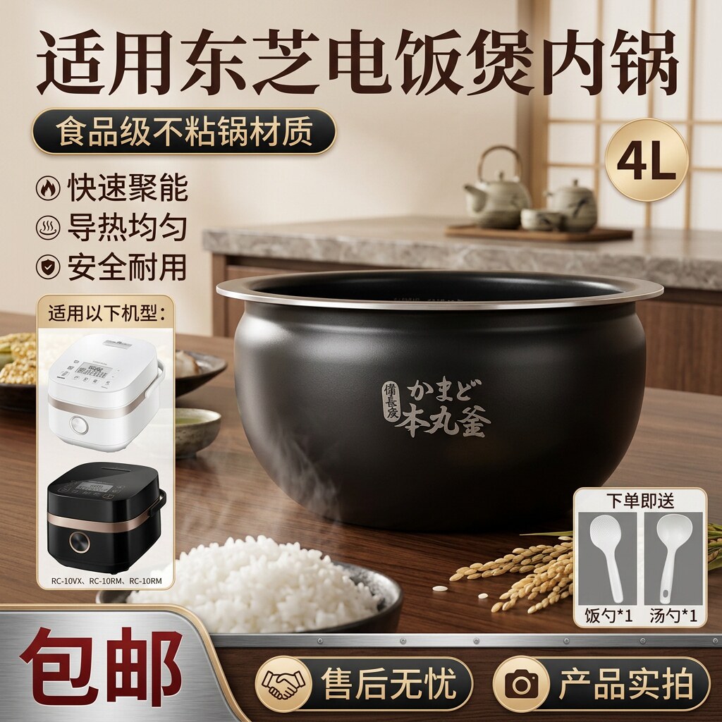 适用东芝电饭煲 RC-15SMC 内胆配件原装全新锅胆进口不粘涂层