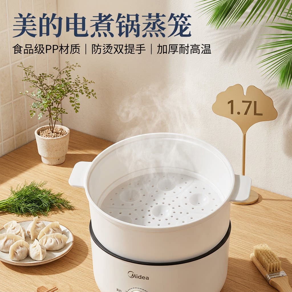 美的电煮锅1.7升蒸笼 MC-XZE1611/XZE1612/XZE1613/XZE1614蒸格