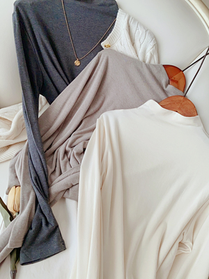 蚕丝绵羊毛！2025年新面料！万能百搭气质半高领打底衫！闭眼入！