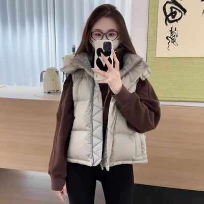 lulu秋冬新款泡芙轻盈保暖四格背心马甲puff连帽短款羽绒外套女