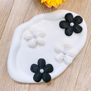 韩版布包胸花黑白色双层百搭花朵胸针毛衣外套羽绒服装饰品别针花