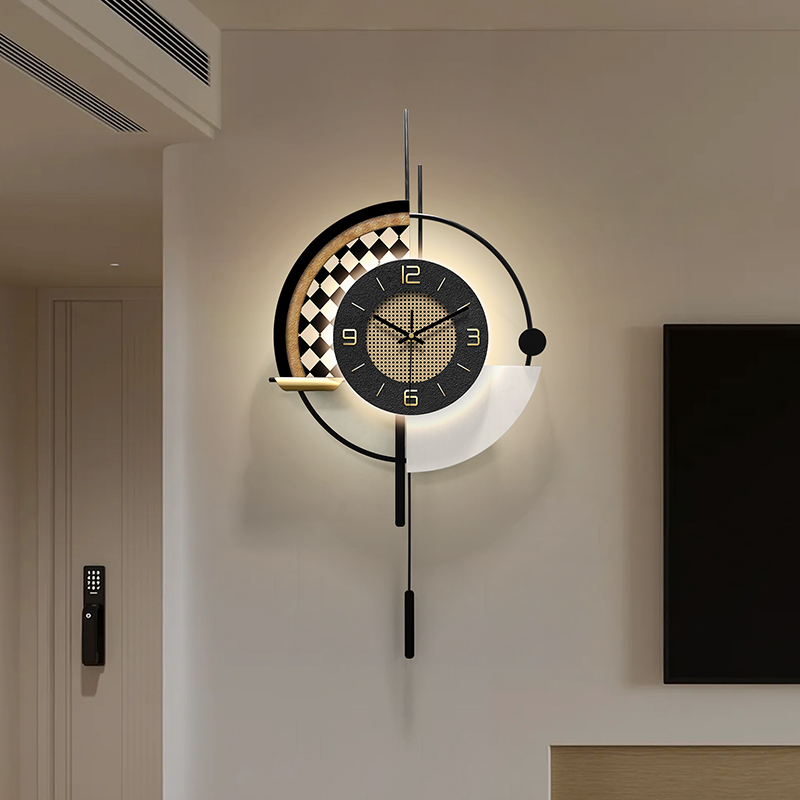 簡約大氣背景墻網紅創意鐘表掛鐘