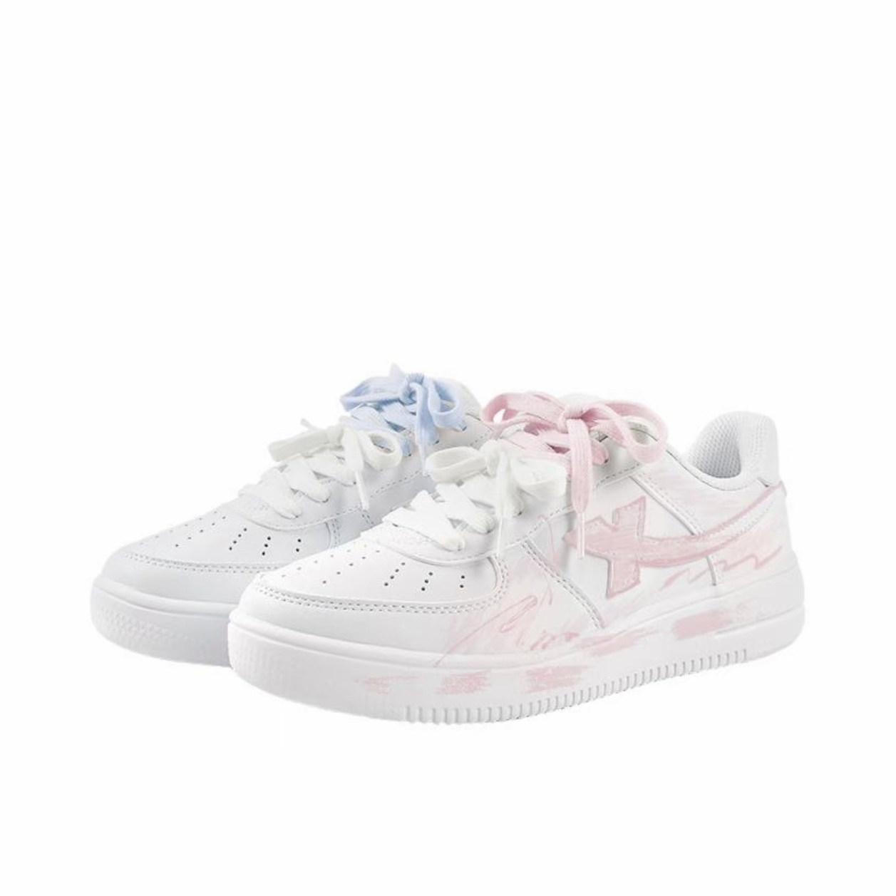 【定制球鞋】特步空军一号艺术刷鸳鸯手毛刷校园风低帮男女同款,运动鞋new,板鞋,淘宝优惠券,粉丝福利购,淘宝优惠卷