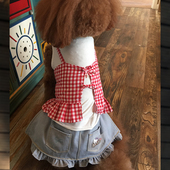 哈尼原创狗狗甜美连体裙巨贵中大型犬柴犬纯棉牛仔假三件连体裙子