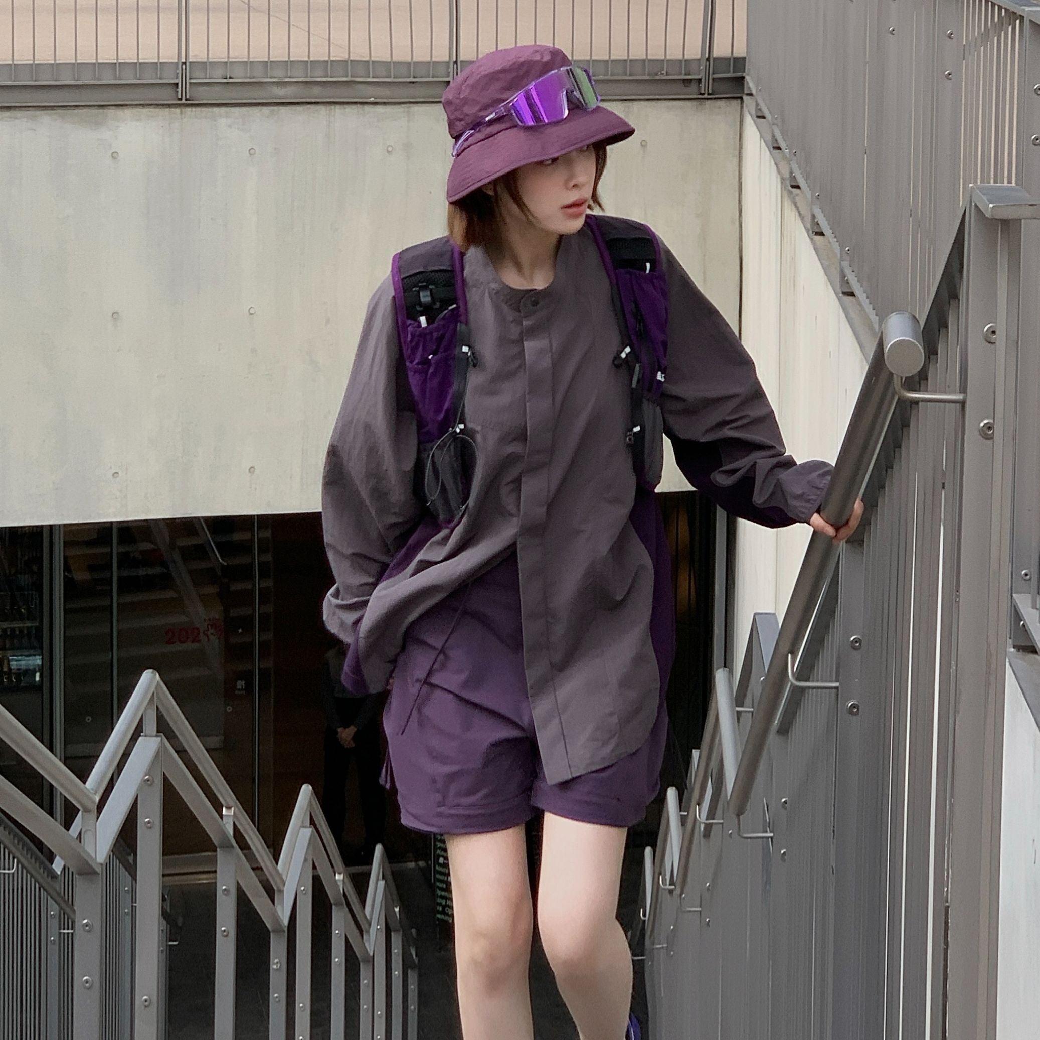 王灏岚 潮牌机能2025秋冬新款城市轻户外拼色T长袖圆领内搭-1034