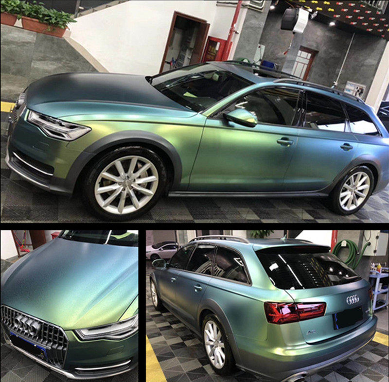 汽车改色膜璀璨流光溢彩变色龙早春绿极光色亮光膜全整车身贴膜纸