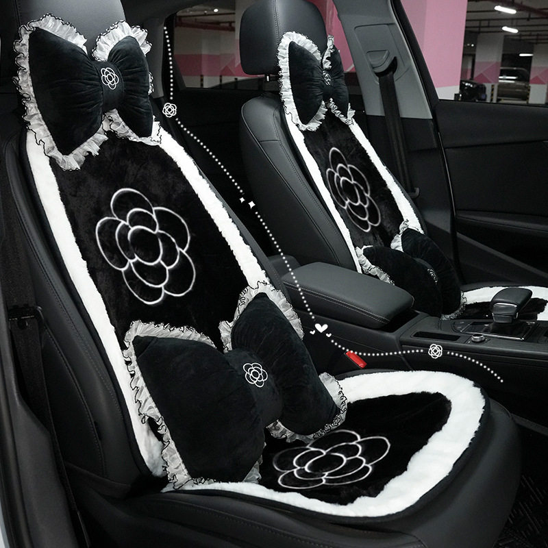 蓝雨汽车坐垫秋冬季毛绒车内座椅套简约高级感保暖加厚车载座垫