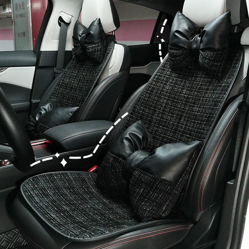 蓝雨简约汽车坐垫轻奢黑色小香风车座垫四季通用舒适防滑车载坐垫