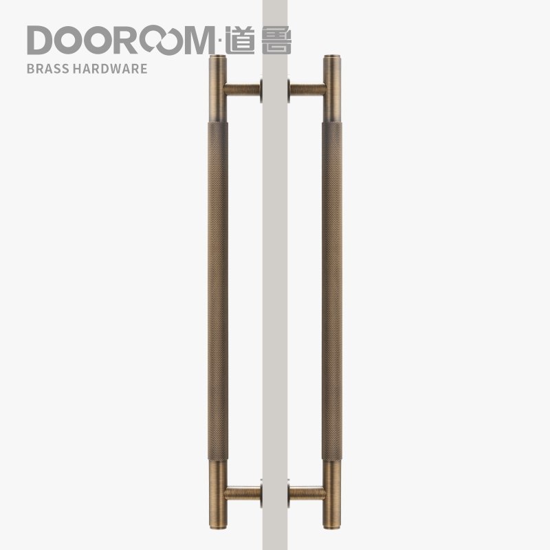 道鲁全铜古铜色现代复古滚花双开对装把手淋浴房单边双边大门拉手