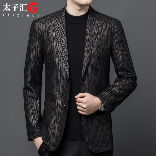 绵羊皮西服时尚休闲皮衣外套