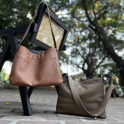 真皮女包全牛皮慵懒风大容量托特包宽肩带软皮子单肩腋下斜挎包