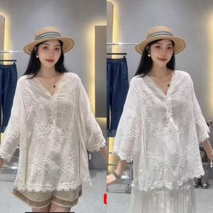 跑單限購 0710 娜娜上新 半扣花邊棉上衣 爆品
