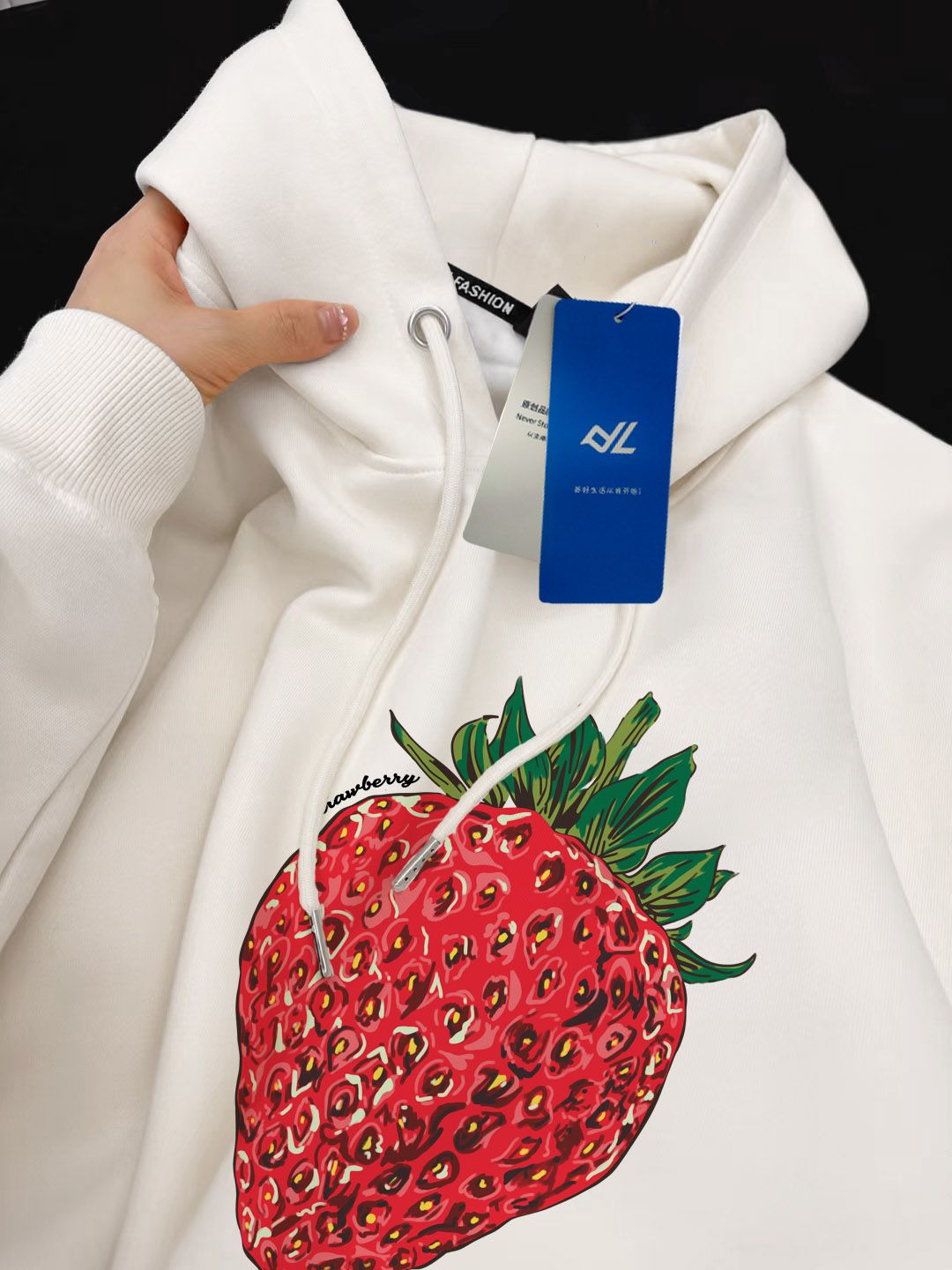 成毅傅云深同款南风知我意潮牌卫衣男女宽松设计感草莓连帽外套