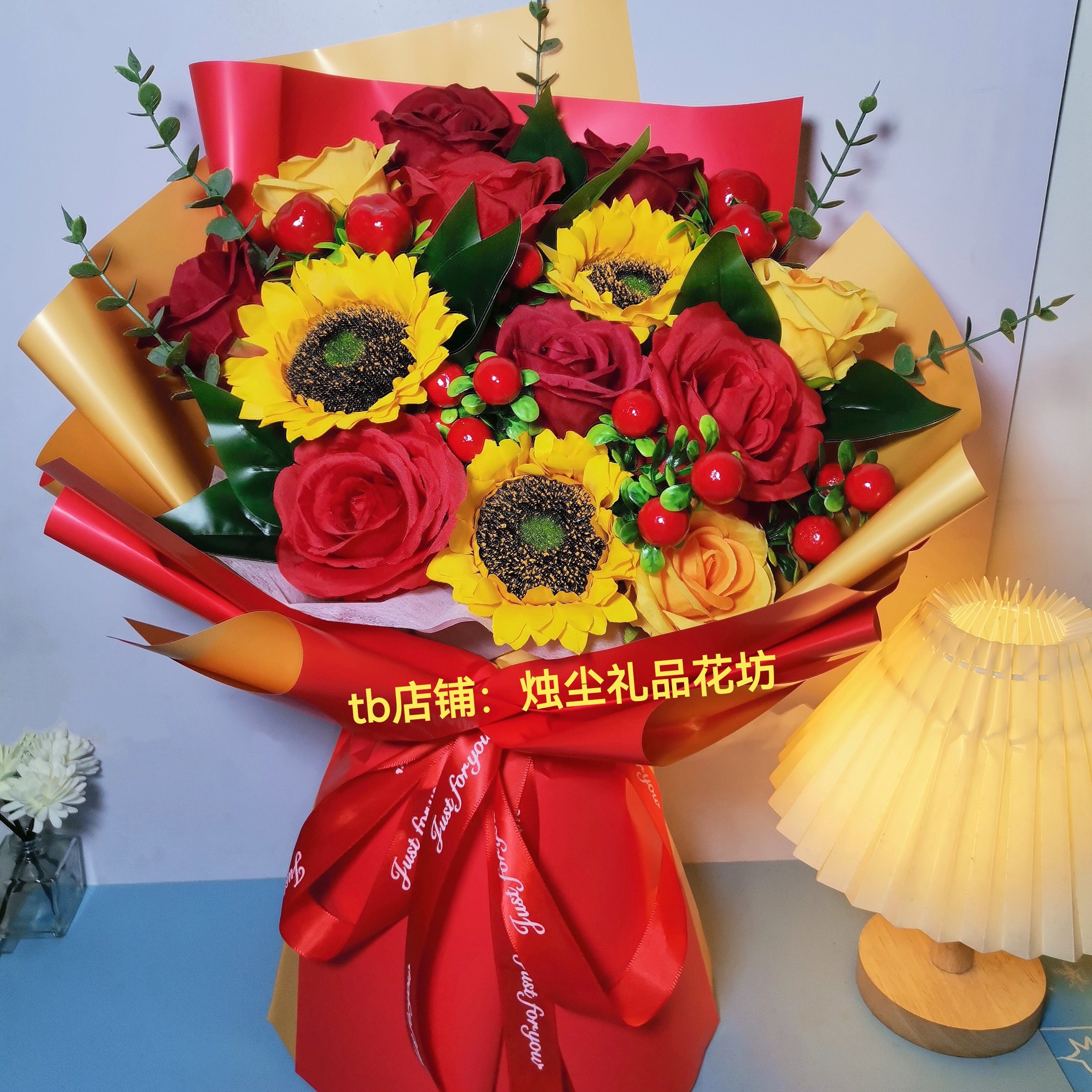 仿真花束成品绢花永生日颁奖乔迁订婚退休祝寿交提车开工手捧花束