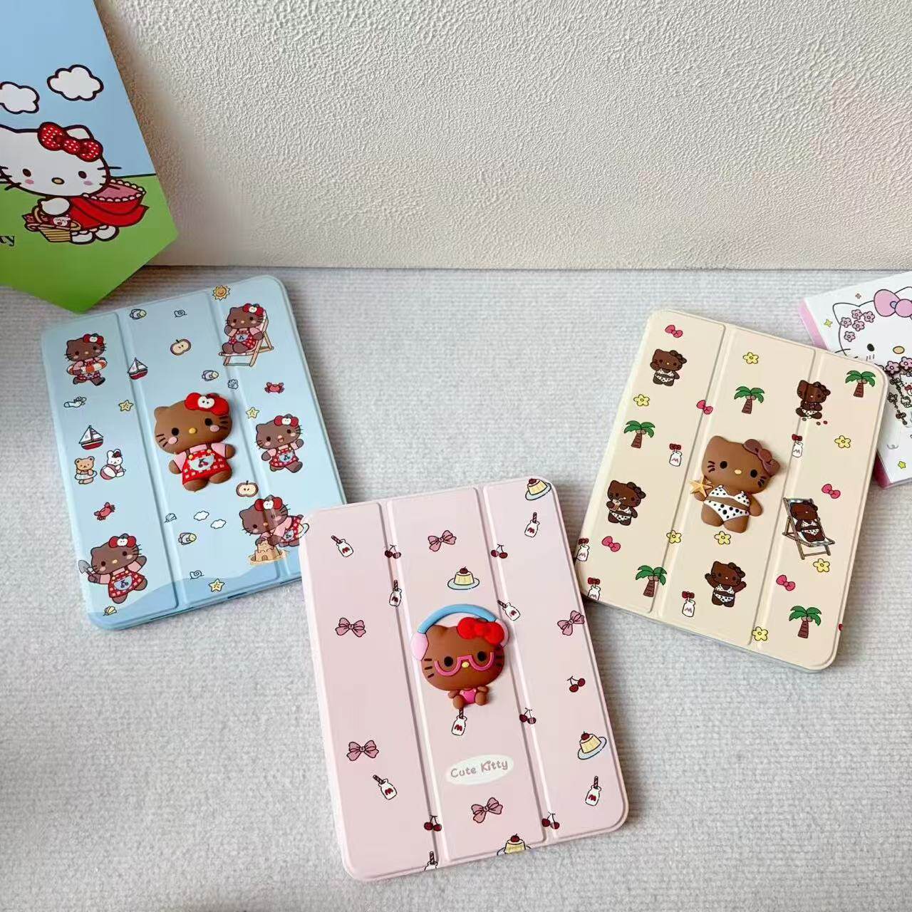 立体hellokitty2025新款ipadpro11保护套10.9寸Air6/7苹果平板ipad11/a16折叠支架mini6/7保护套第6代9.7