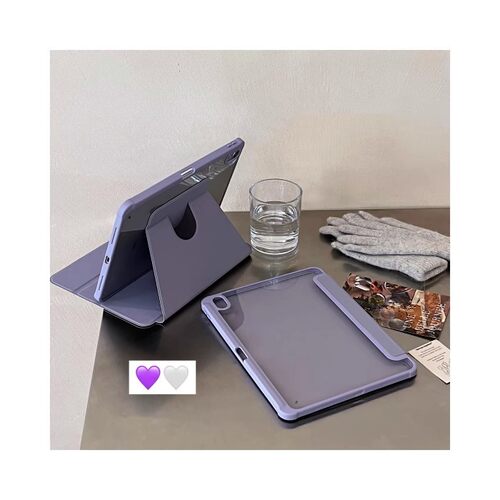 ins香芋紫色ipad9保护套2022第十代10.9英寸简约air6亚克力旋转翻盖迷你6笔槽平板10.5轻薄9.7透明11pro硬壳