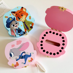 可爱卡通动物城尼克乳牙收纳盒儿童便携男女孩牙齿收集保存防氧化