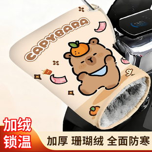 卡皮巴拉冬天手套防风保暖电动车手套加绒加厚防水专用电瓶摩托车