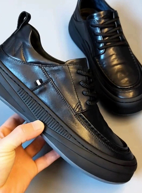18386秋季新款纯皮商务休闲一脚蹬舒适圆头时尚百搭软底皮鞋男
