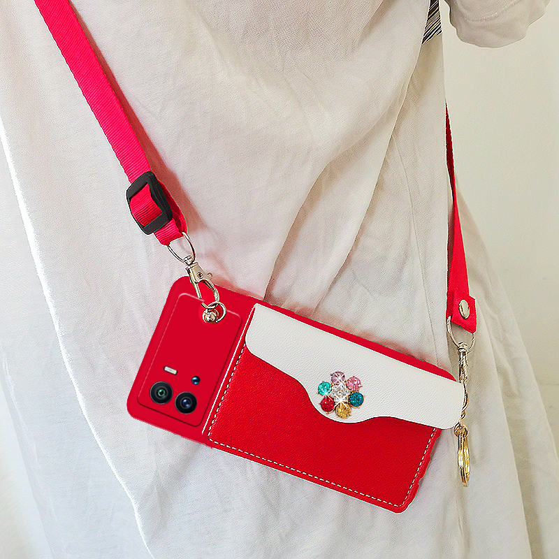 适用于vivo iQOO 9手机壳9pro套V2171A斜跨2172A背带挂绳零钱卡包