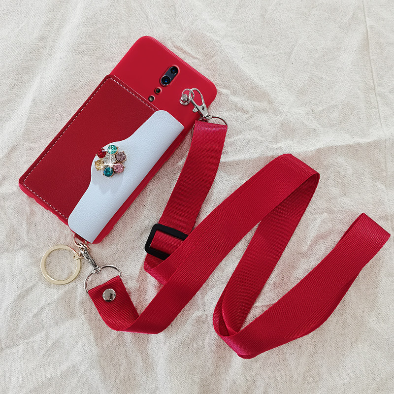 适用于OPPOrenoz手机壳Reno Z套软pcdm10斜跨背带挂绳零钱包卡包