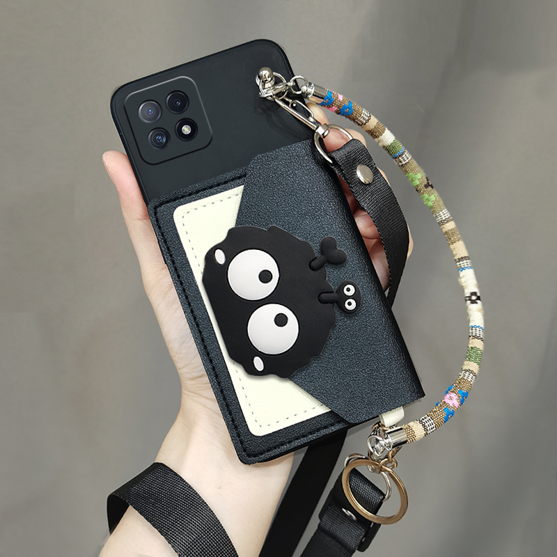 适用OPPOa72手机壳A72双层零钱卡包套PDYT20斜跨背带挂脖绳PDYM20保护壳手机套软壳