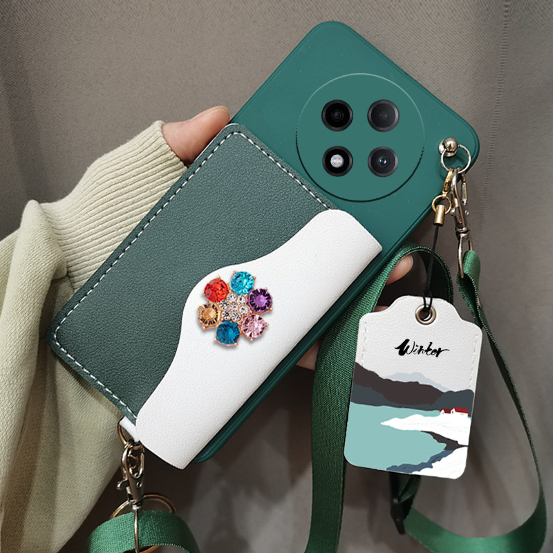 适用OPPO A3 5G手机壳PKA110手机套OPPOA3保护壳斜跨背带挂脖绳零钱卡包壳门禁卡包卡套5g软壳