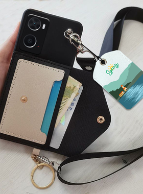 适用于OPPOA36手机壳双层卡包壳斜跨背带挂脖挂绳a36保护套软壳PESM10手机套门禁卡包卡套保护壳