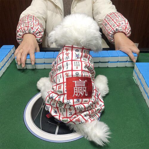 麻将冬季喜庆柴犬博美法狗狗衣服