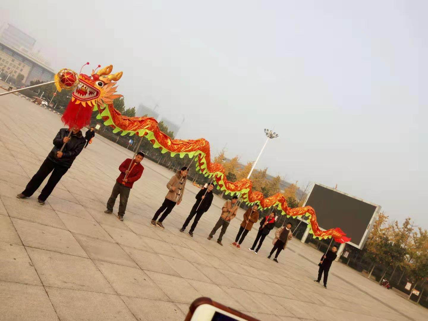舞龙舞狮烫金龙绸缎龙灯五千年东方龙狮龙舞龙服装9节烫金龙