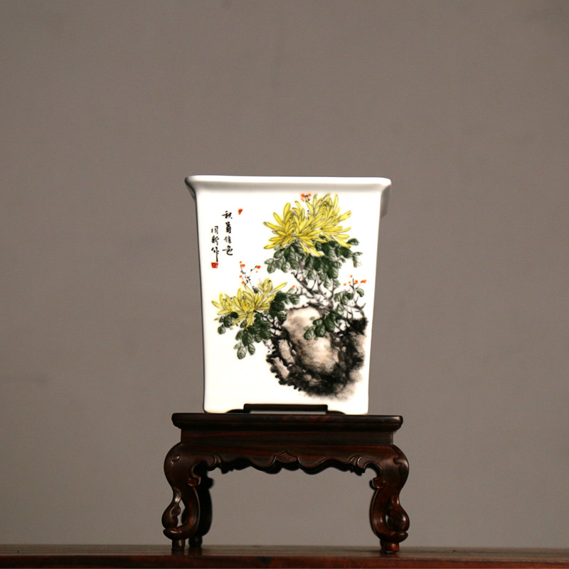 瓷木堂新中式古典风格家居装饰手工陶瓷花盆创意复古新居花盆景