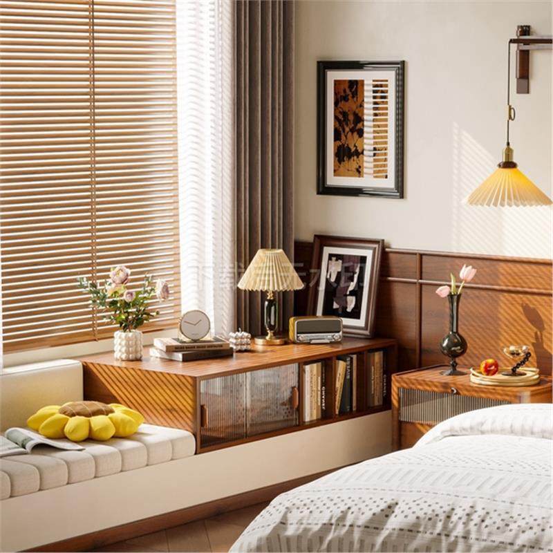 中古现代中古风卧室 飘窗 柜子 摆件 壁灯  挂画草图大师SU模型