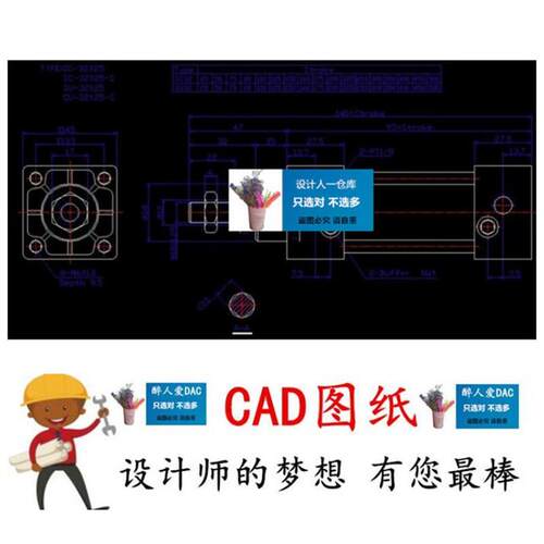 CAD188 标准 32 40 50 63 80 100 SC标准气缸CAD图纸全套