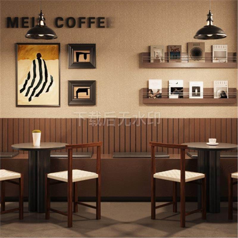 现代咖啡厅 卡座餐桌椅 吊灯 绿植装饰摆件 挂画草图大师SU模型