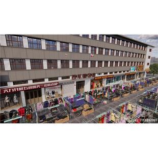 八十年代西单服装夜市 乡村集市外摆 乡镇怀旧老街服装店SU模型