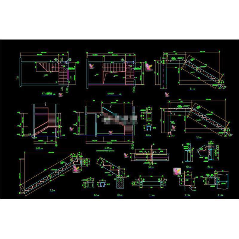 钢结构楼梯标准施工图集CAD图纸
