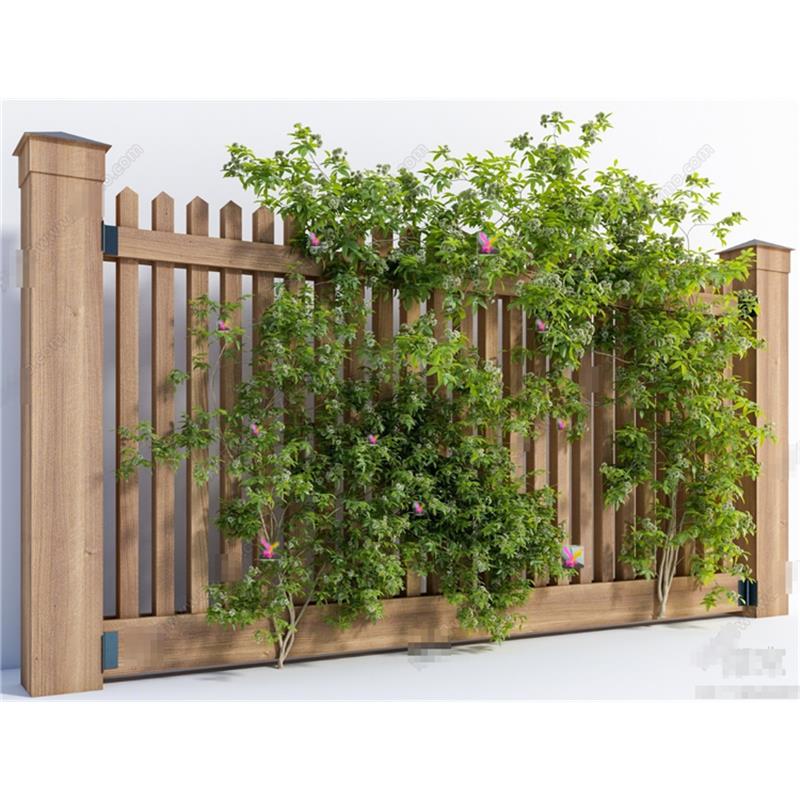 5120现代风格院落入户藤曼花卉围墙绿植栅栏  围栏景观篱笆SU模型