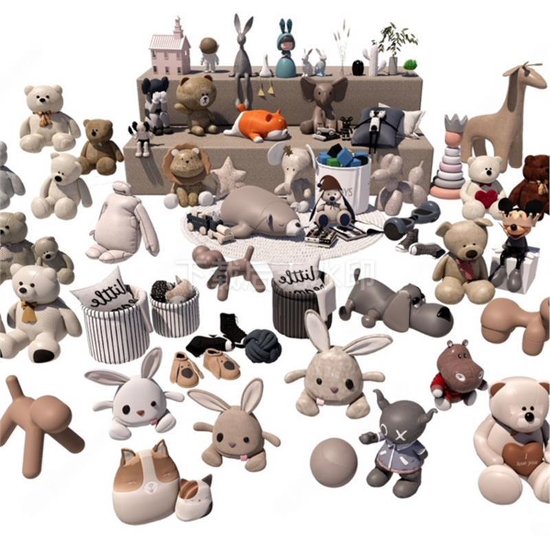 现代玩具 毛绒玩具 熊 公仔 娃 娃 海脉 摆件 草图大师SU模型