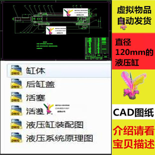 直径为120mm的液压缸 装配图 零件图 CAD图纸