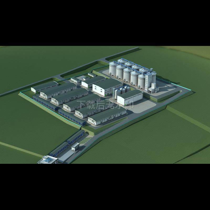 现代粮仓 粮仓 厂房 粮仓 仓库 车间 物流园 草图大师SU模型