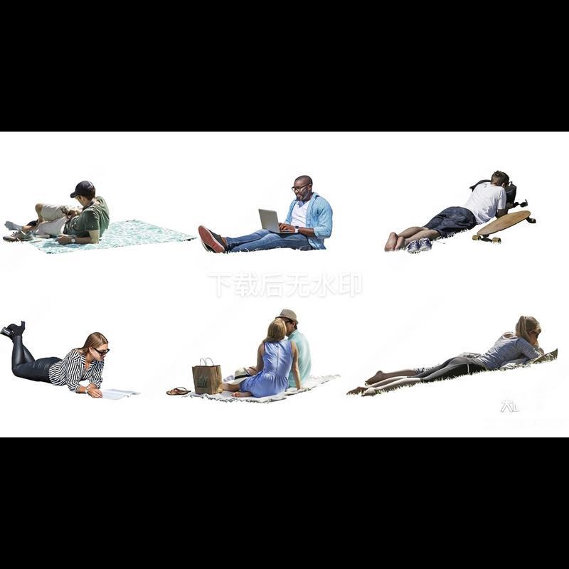 现代休闲人物 多人 躺姿看书人 男人女人 聊天人物草图大师SU模型