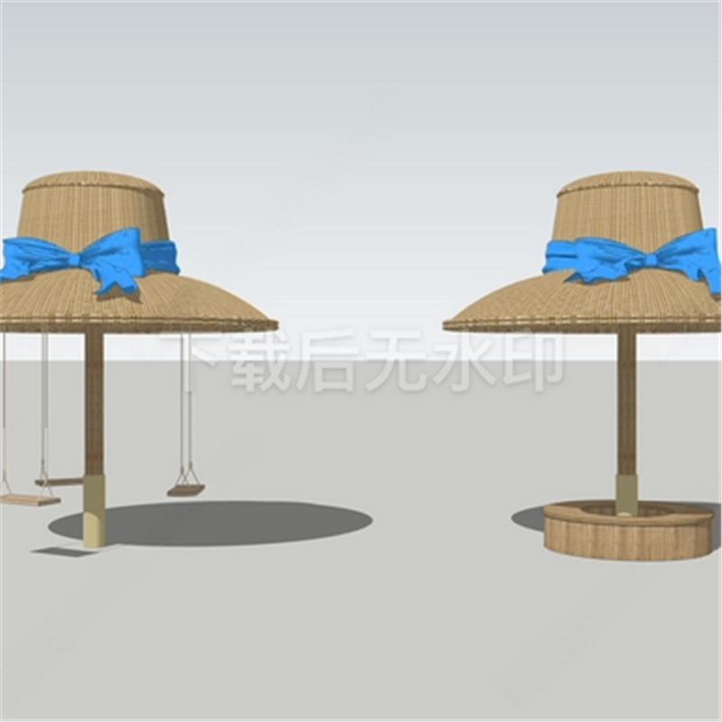 现代原木廊架 竹质廊架 圆形廊架 帽子凉亭 秋千 草图大师SU模型