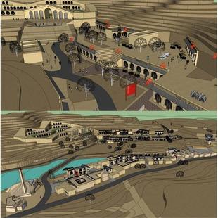 SU模型黄土高原窑洞知青城乡村气息农村建筑陕北民居民宿草图大师