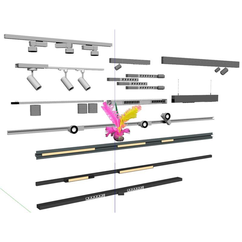 草图大师0514 现代轨道射灯筒灯条形灯 吸顶灯 轨道灯 灯SU模型
