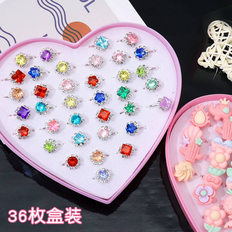 儿童戒指女孩公主钻石水晶玩具