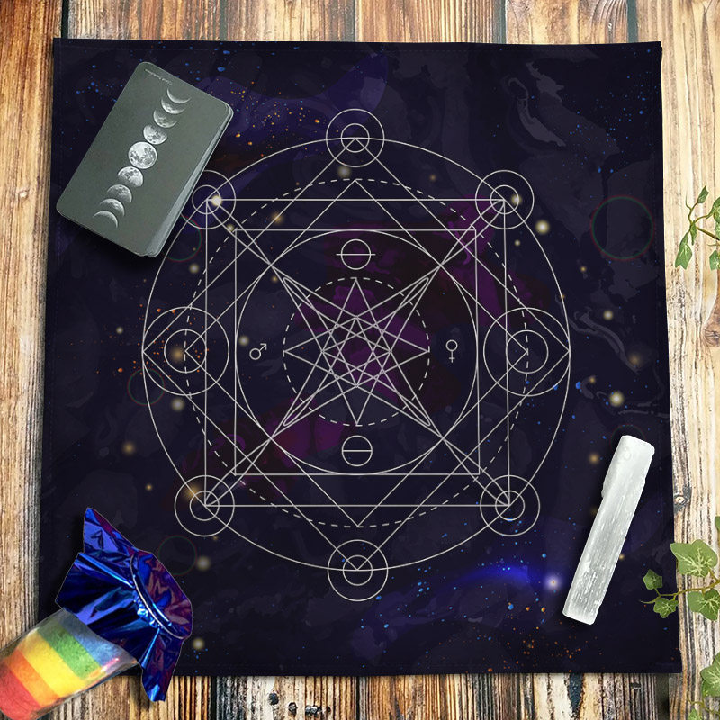 绒布八阵图桌布八芒星塔罗布推牌布星座布瑜伽直播背景布水晶灵摆