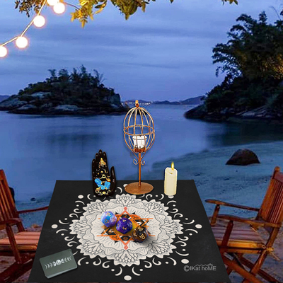 梅尔卡巴六芒星塔luo牌桌布Tarot推牌比神秘之眼水晶布祭坛布定制