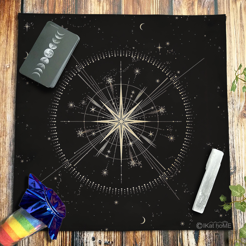 黑色绒布方布韦特塔罗牌桌布推牌布桌游背景布简约星空布来图定制