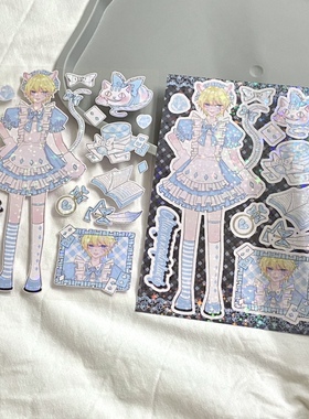 ntoworld少女志原创人物贴纸夏日甜蜜甜亚风咕卡盘diy手帐ins可爱